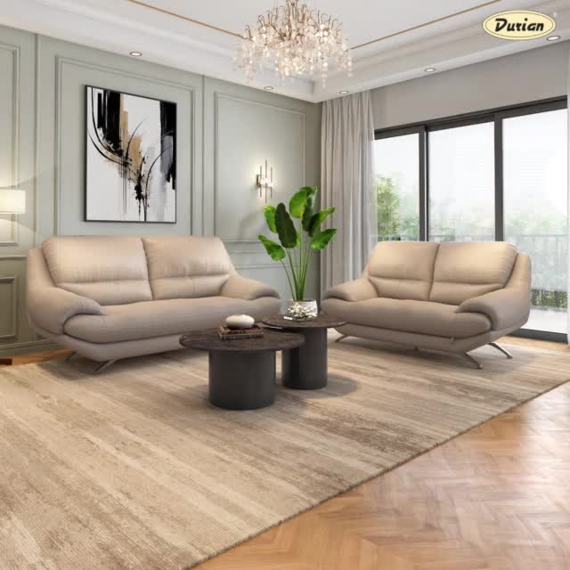 Buy Clarkson Premium Leatherette Beige 2 Seater Sofa Online At Durian